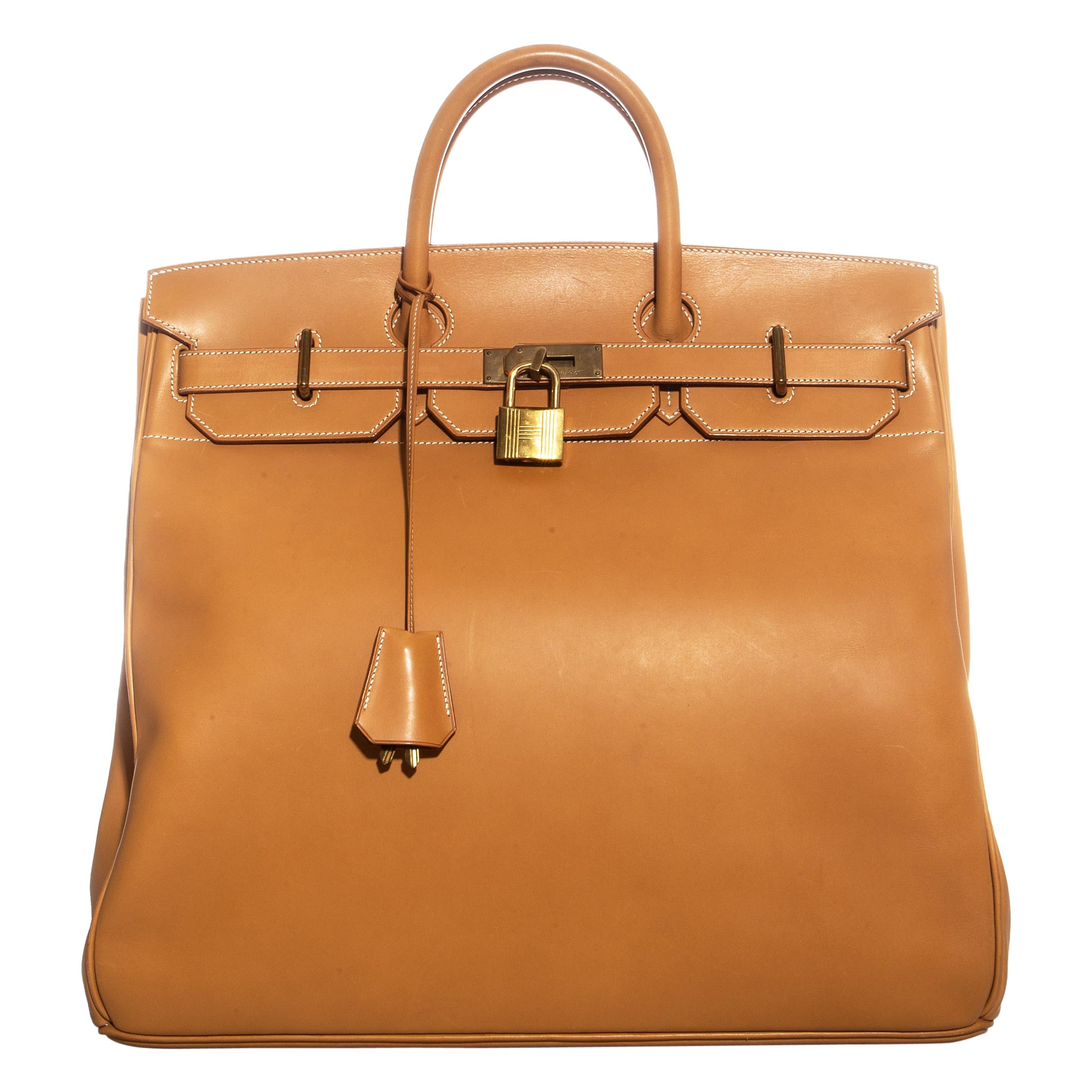 Hermes Tan leather HAC Birkin bag, size 45, c. 1998 