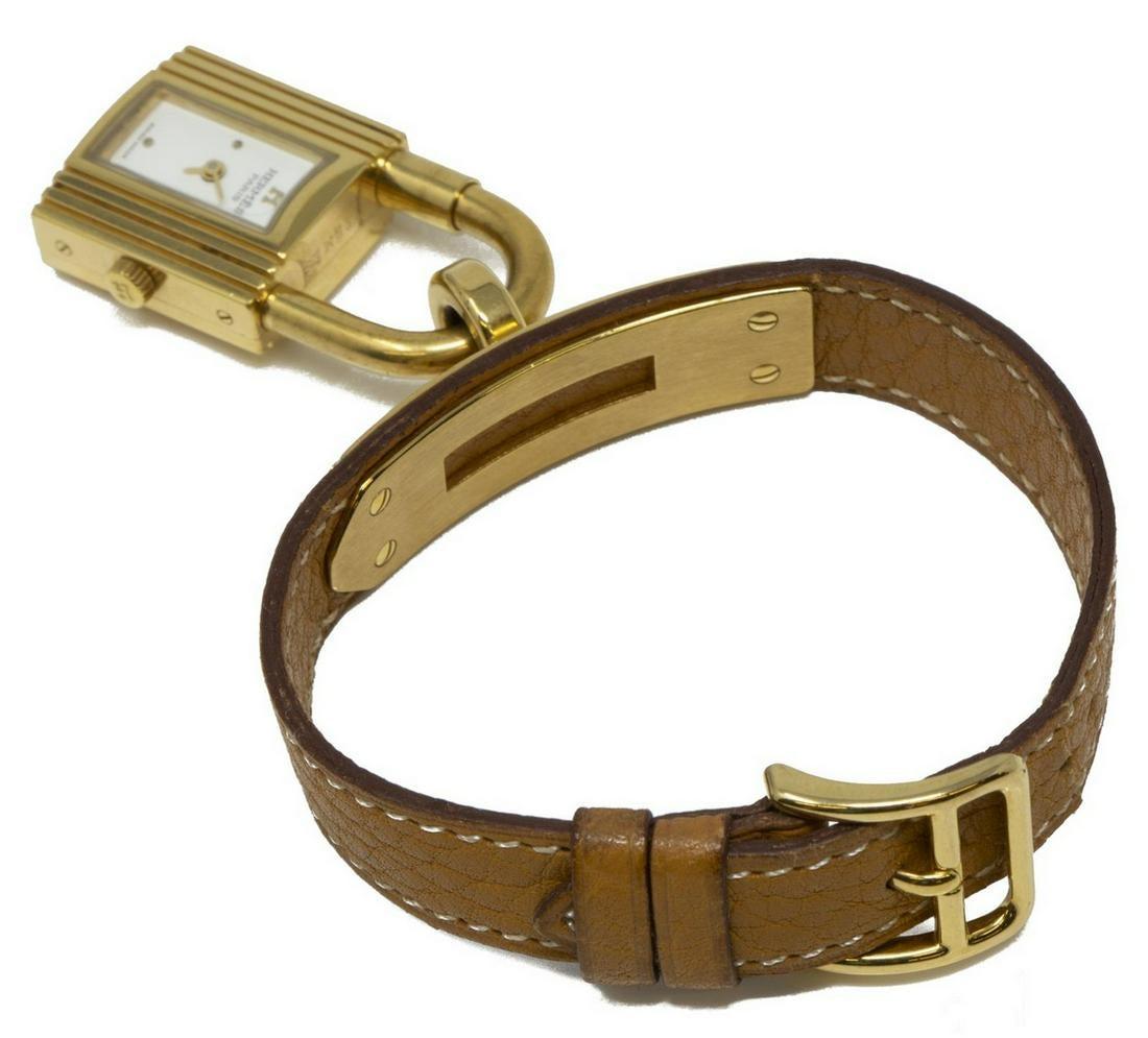 Hermes Tan Leather Kelly Watch with Gold Hardware, 1994. In Good Condition In Banner Elk, NC