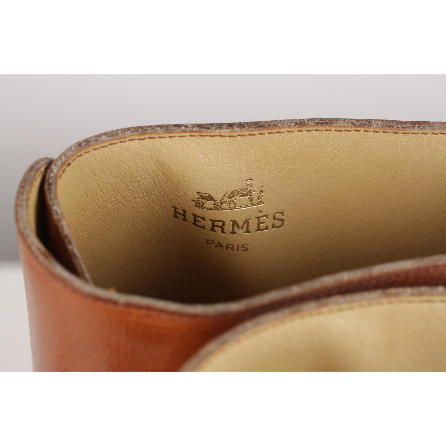 Hermes Tan Leather Men Buckle Mid Calf Boots Size 41 2