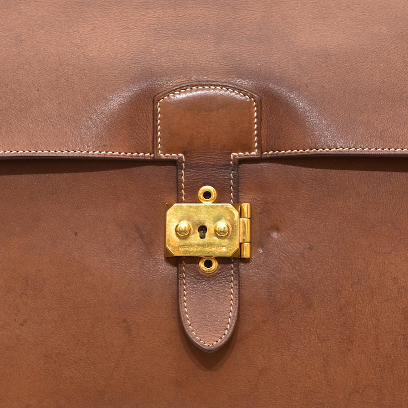 Late 20th Century Hermès Tan Leather Sac à Dépêches Briefcase