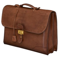 Retro Hermès Tan Leather Sac à Dépêches Briefcase