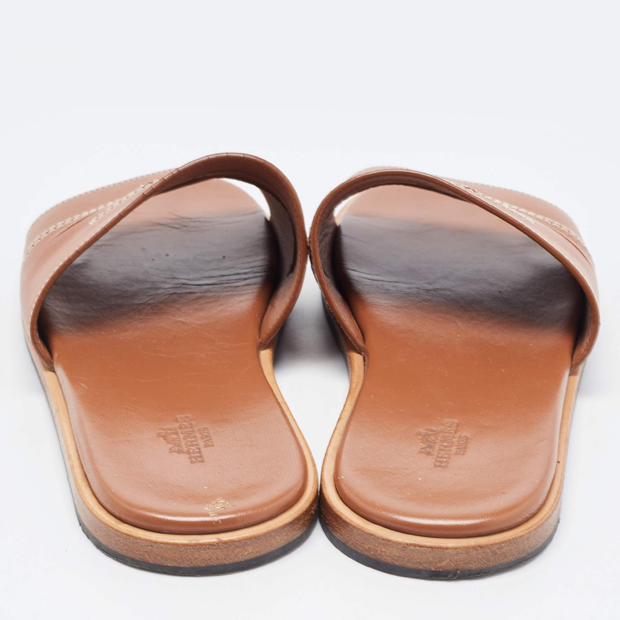 Hermes Tan Leather Slides Size 41 1