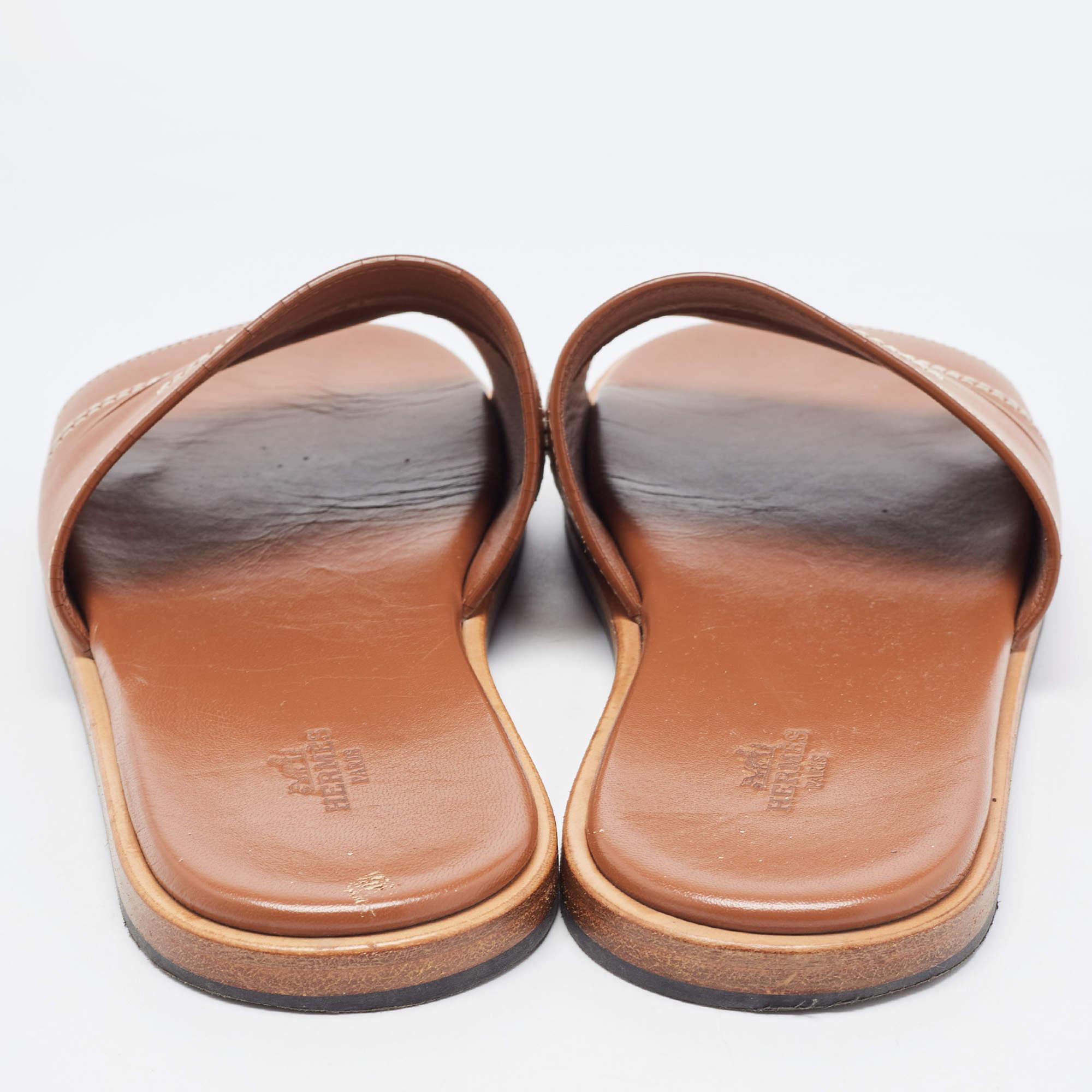 Hermes Tan Leather Slides Size 41 2