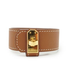Hermes Tan Leather Swidt Leather Kelly Twist Bracelet Size M