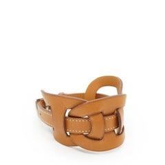 Hermes Tan Light Brown Leather Fetiche Cuff Bracelet