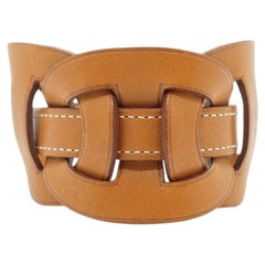 Hermes Tan Light Brown Leather Fetiche Cuff Bracelet