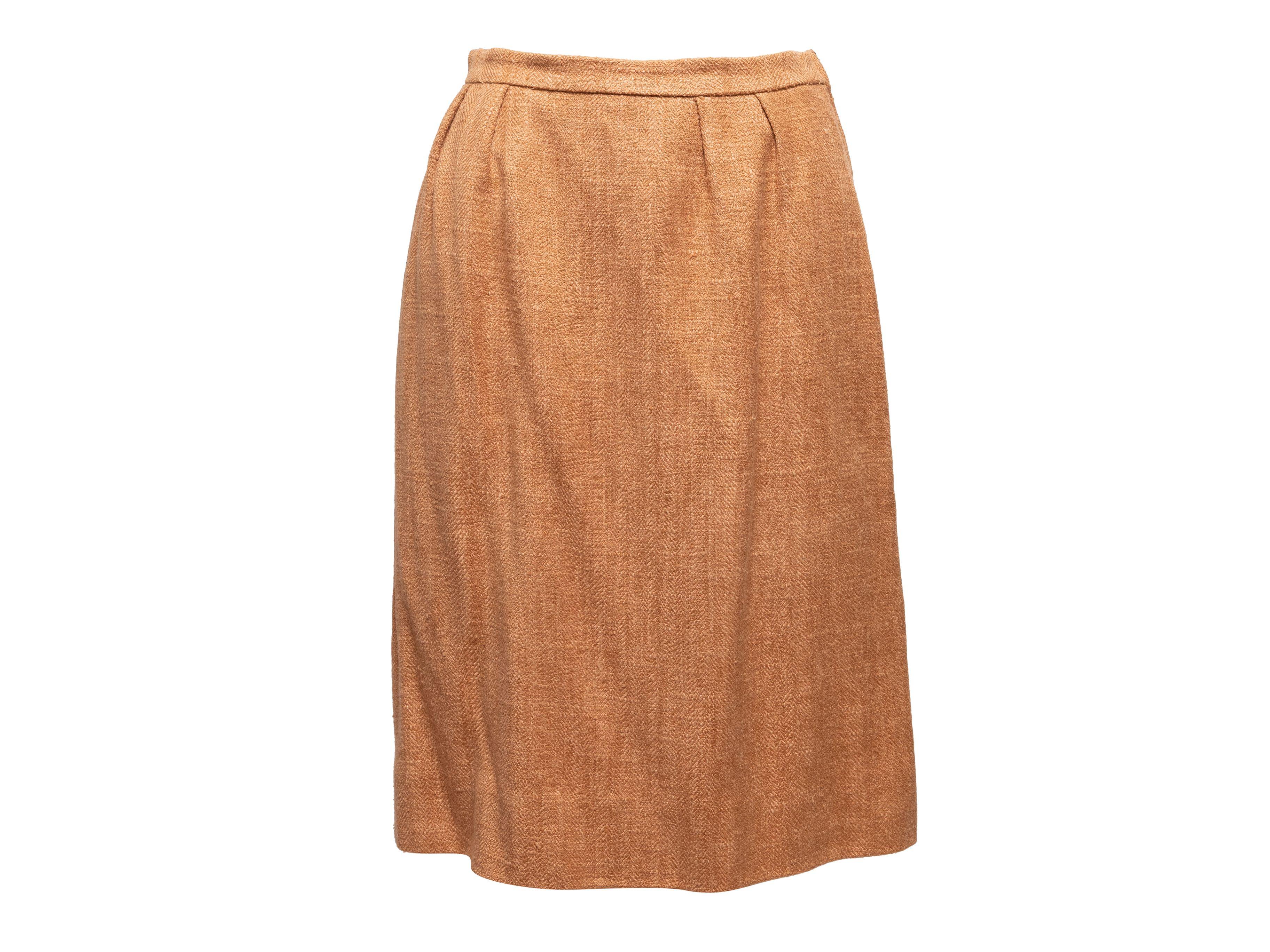 Women's Hermes Tan Tweed Skirt Suit
