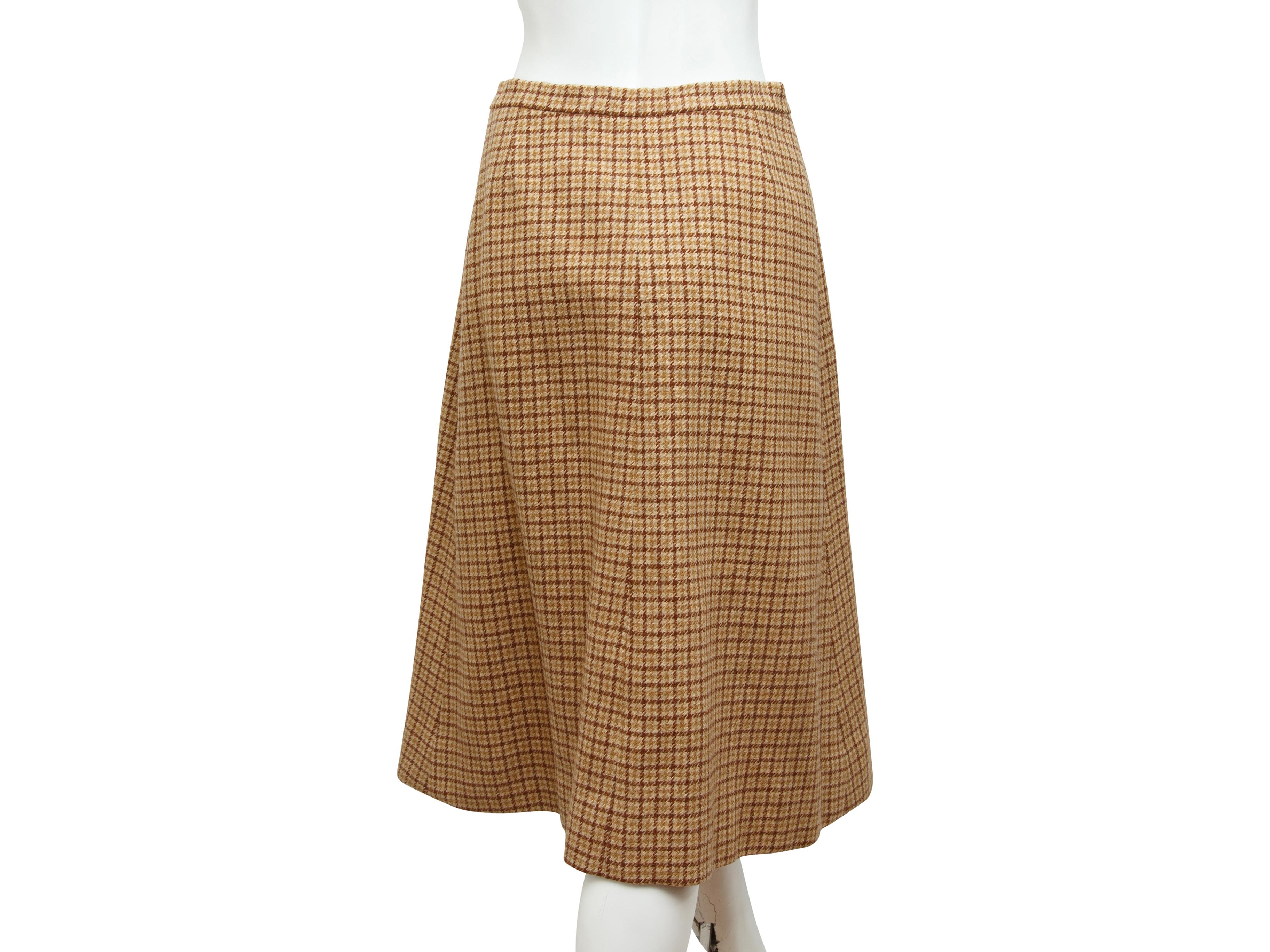 Brown Hermes Tan Wool A-Line Skirt