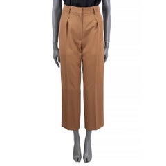 HERMES tan wool PLEATED Dress Pants 34 XS