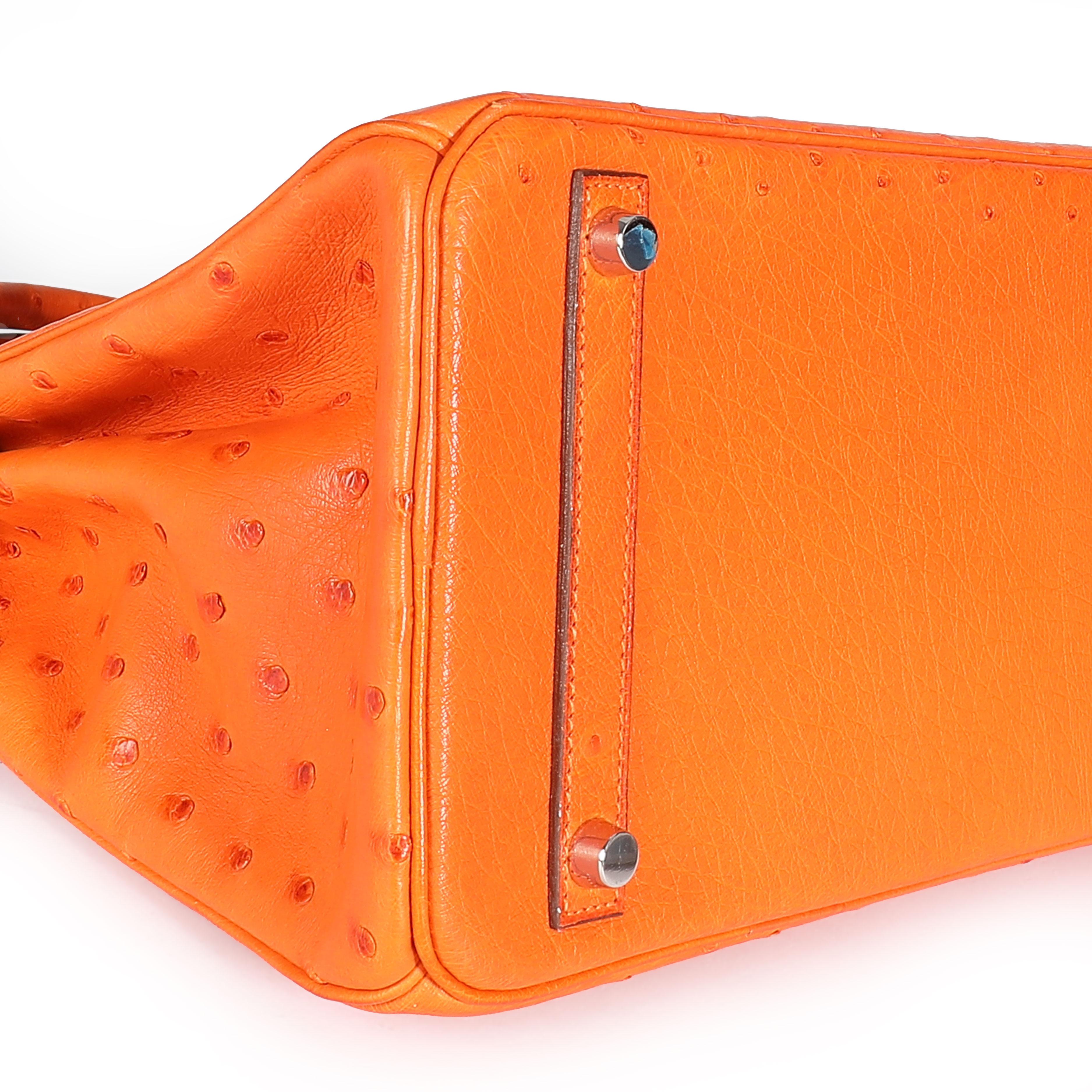 Hermès Tangerine Ostrich Birkin 30 PHW In Excellent Condition In New York, NY