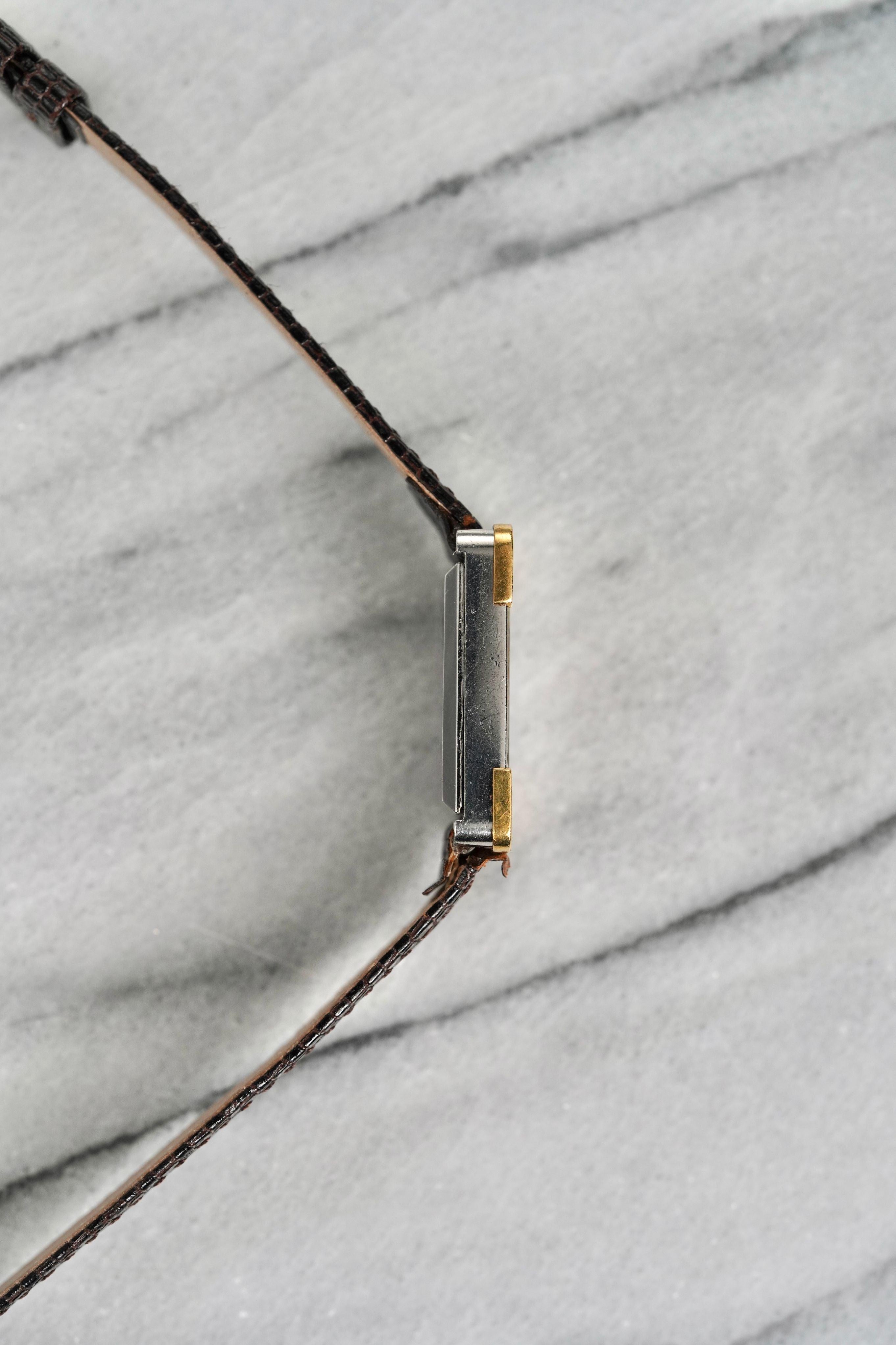 Montre Hermes Tank en acier inoxydable, années 1970-80 Bon état - En vente à New York, NY