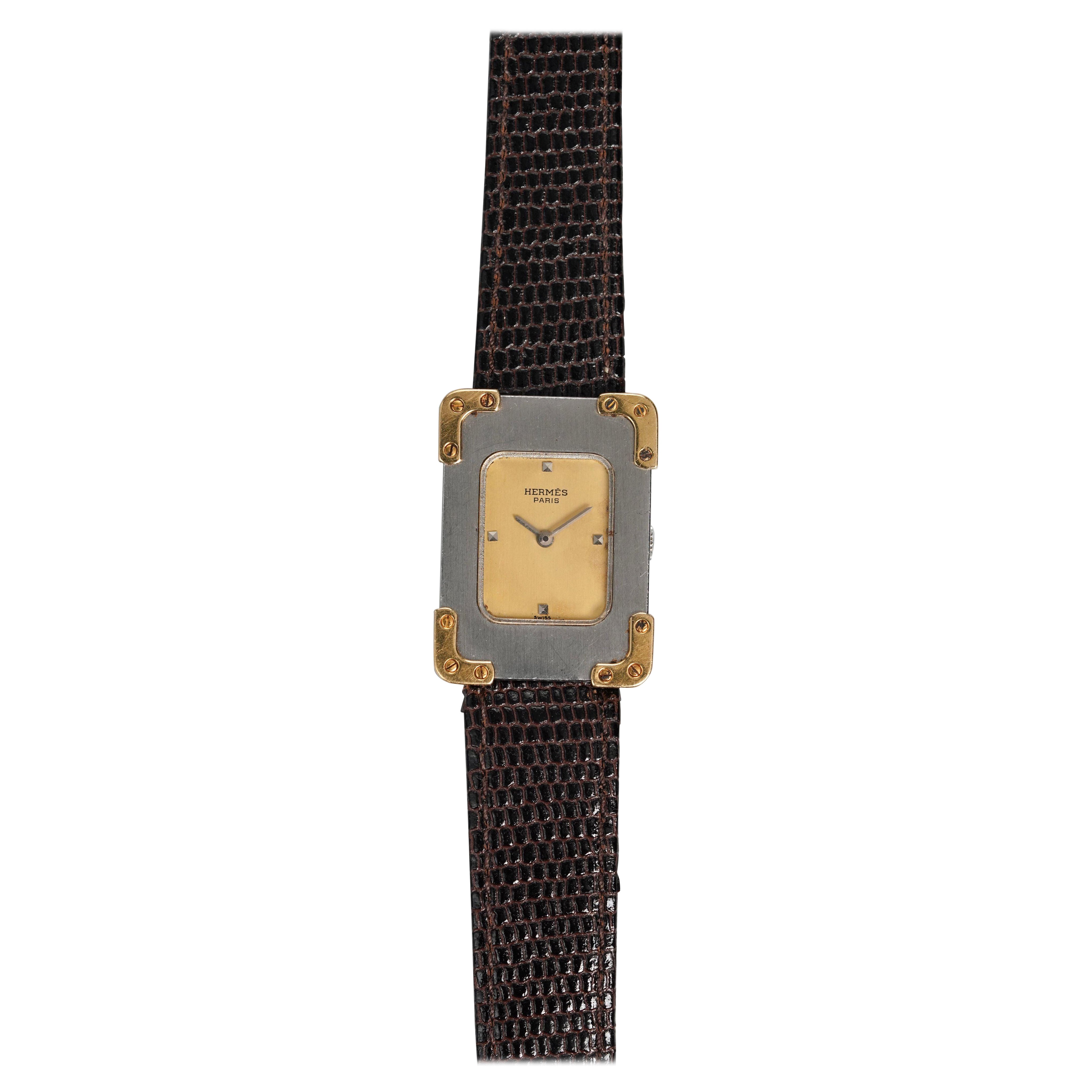 Montre Hermes Tank en acier inoxydable, années 1970-80 en vente