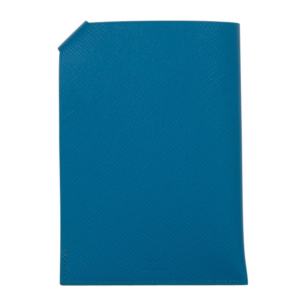 Hermes Tarmac Passport Holder Blue Izmir Epsom Blue Brighton Snap New w/ Box 1