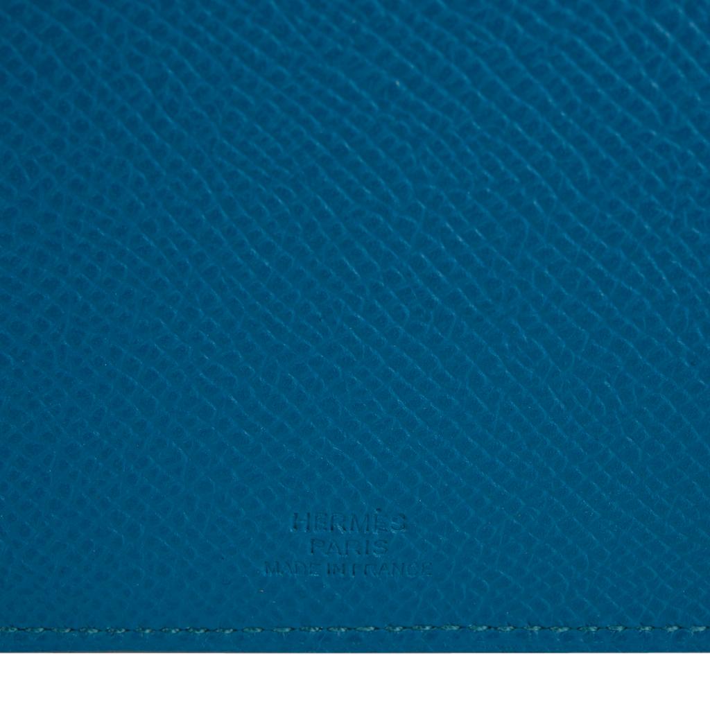Hermes Tarmac Passport Holder Blue Izmir Epsom Blue Brighton Snap New w/ Box 2