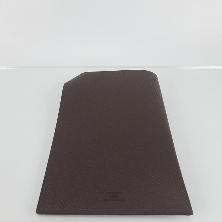 Hermes Tarmac Passport Holder Goatskin rouge sellier / blue saphir For