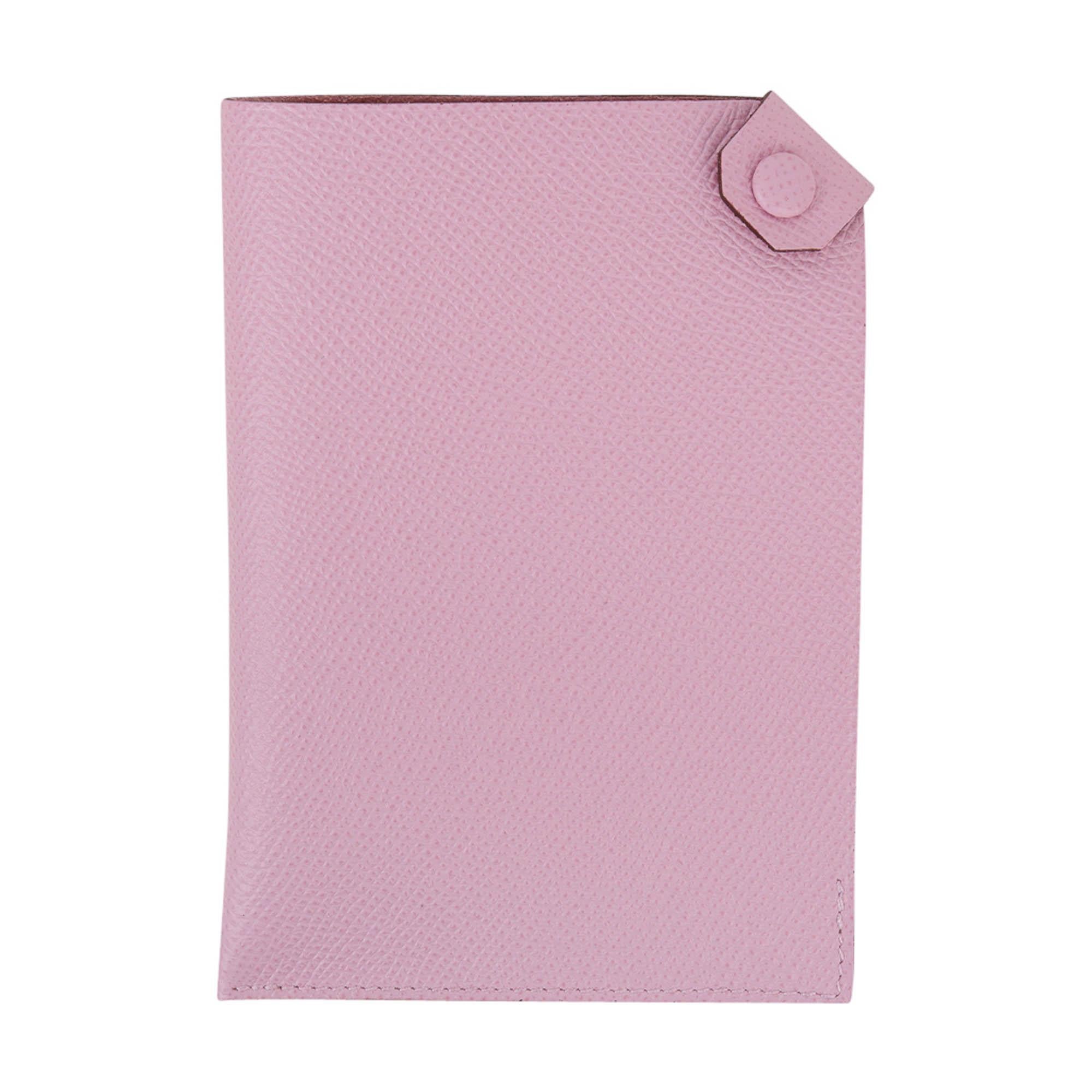 Hermes Tarmac Passport Holder Mauve Sylvestre Epsom Leather For Sale