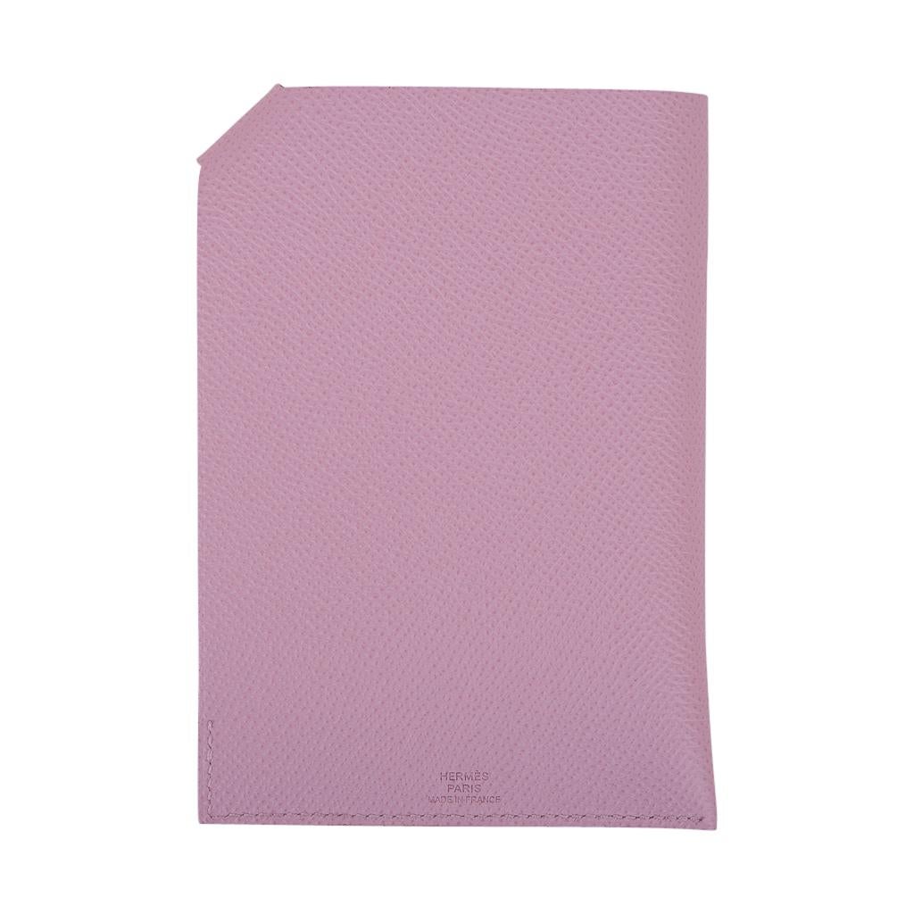 Purple Hermes Tarmac Passport Holder Mauve Sylvestre Epsom Leather For Sale