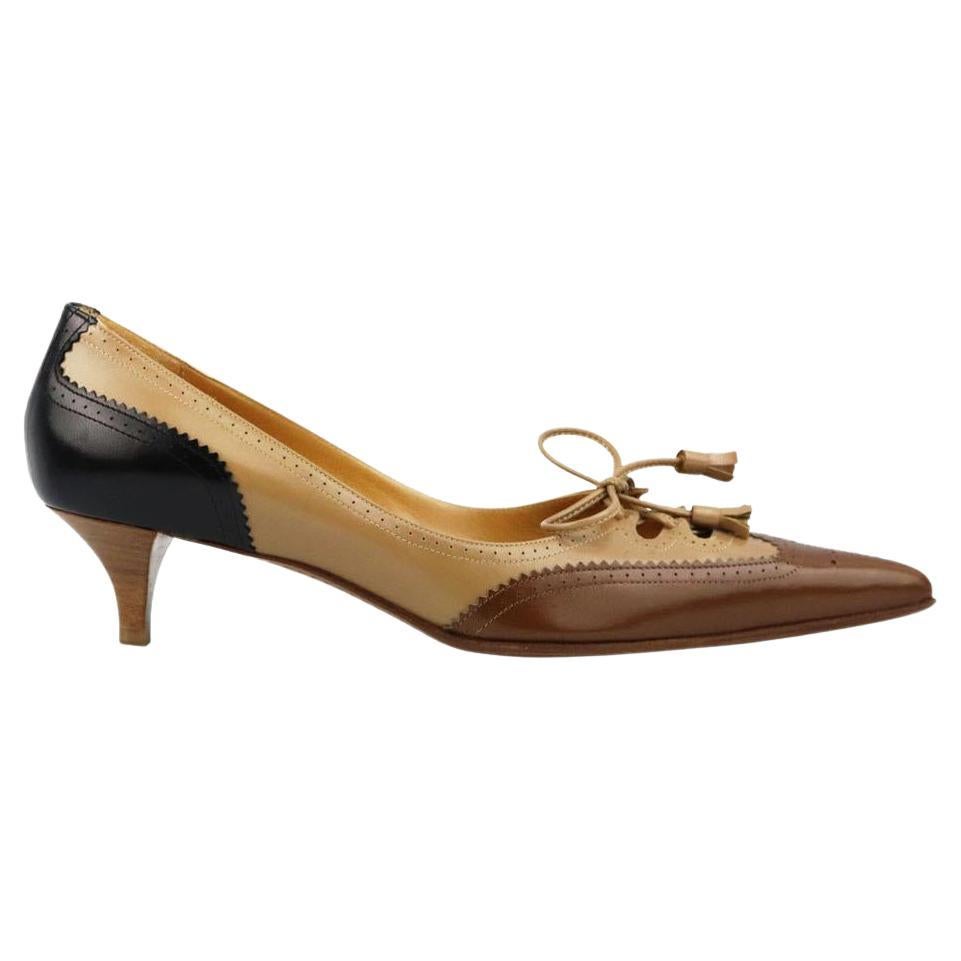 Hermès Tasseled Colour Block Leather Pumps EU 37.5 UK 4.5 US 7.5     