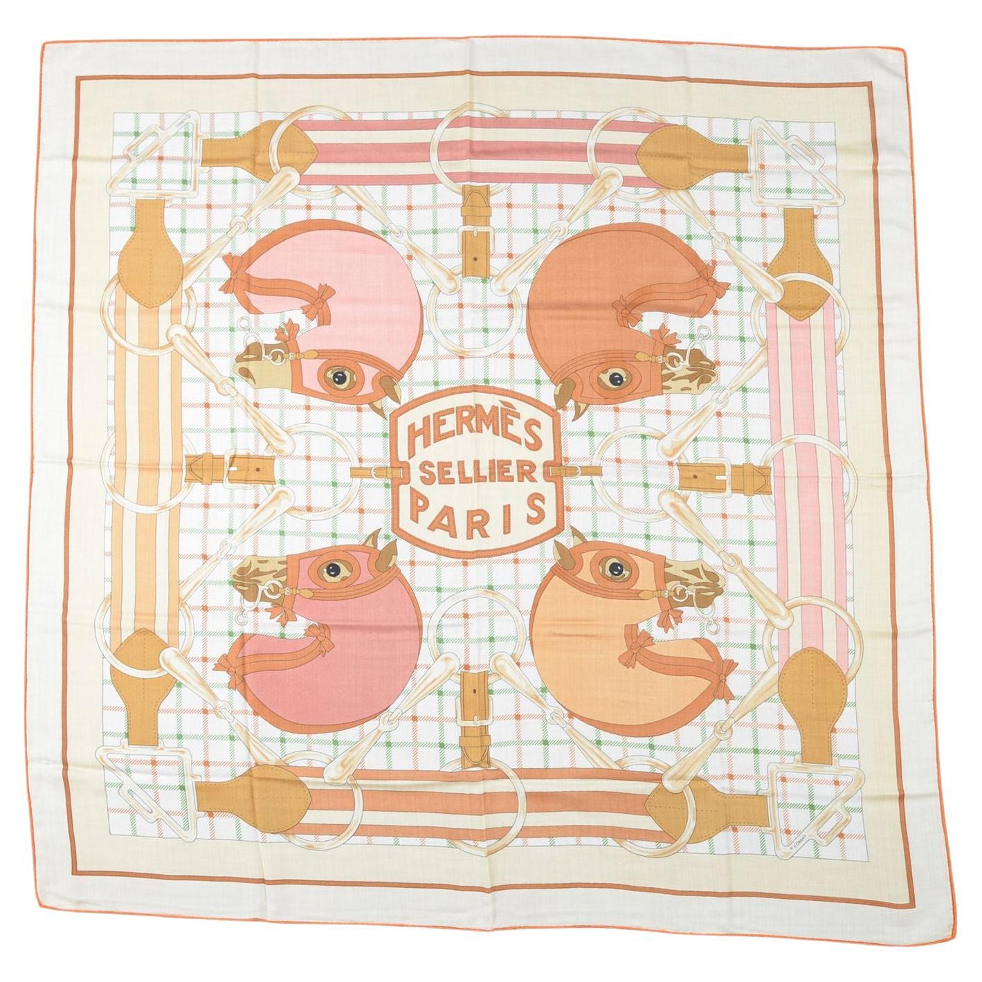 Hermès "Tatersale" Cashmere Silk Shawl For Sale