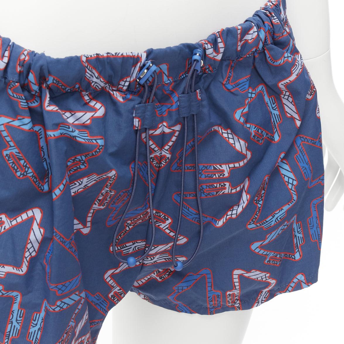 HERMES Tatersales red geometric print drawstring swimming shorts FR38 M For Sale 3