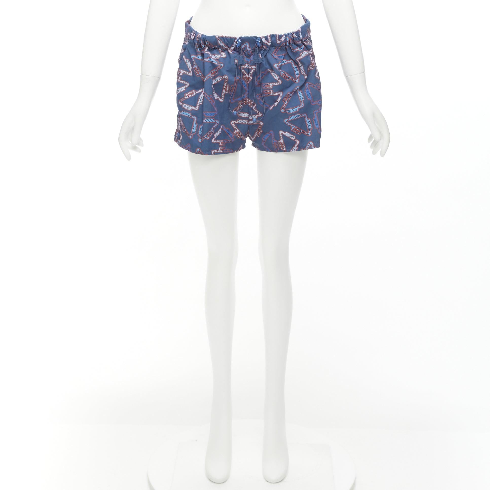 HERMES Tatersales red geometric print drawstring swimming shorts FR38 M For Sale 5