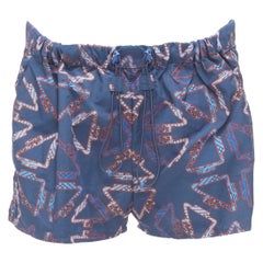 HERMES Tatersales red geometric print drawstring swimming shorts FR38 M