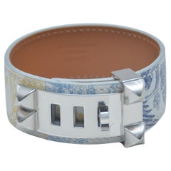 Hermes Tattoo Collier De Chien 24 Pulsera T3  Blanco/Soleil/Bleu  NUEVO