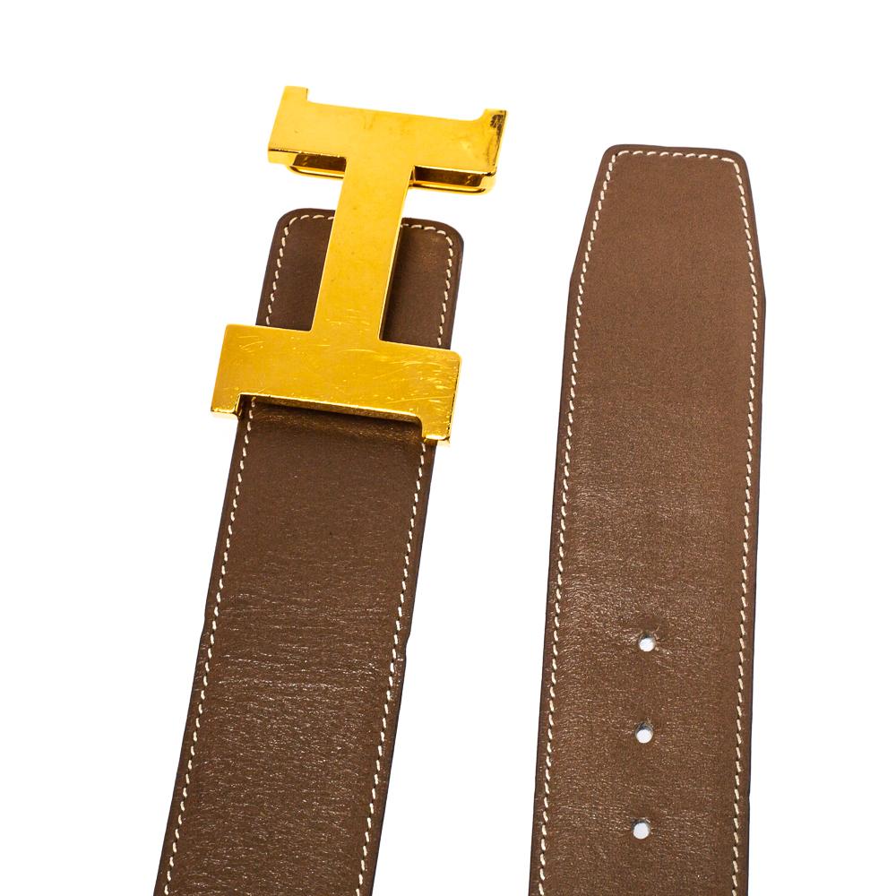 Hermes Taupe/Black Swift Leather Reversible Constance Belt 80 CM 1
