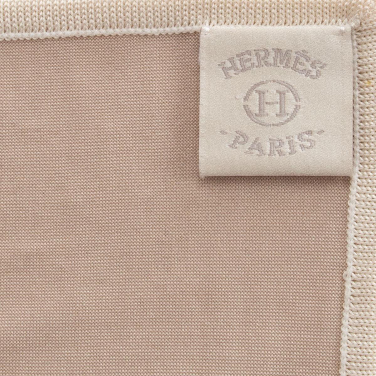 Women's or Men's Hermes taupe BRIDES DE GALA 90 Fluid silk jersey Scarf