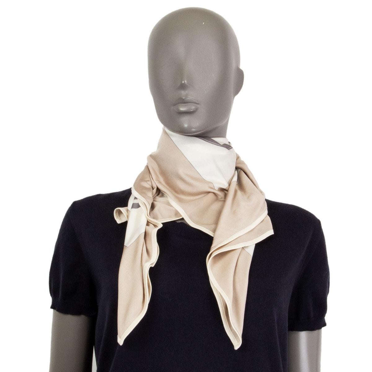 Hermes taupe BRIDES DE GALA 90 Fluid silk jersey Scarf 1