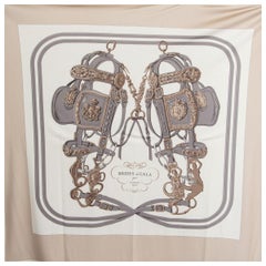 Hermes taupe BRIDES DE GALA 90 Fluid silk jersey Scarf