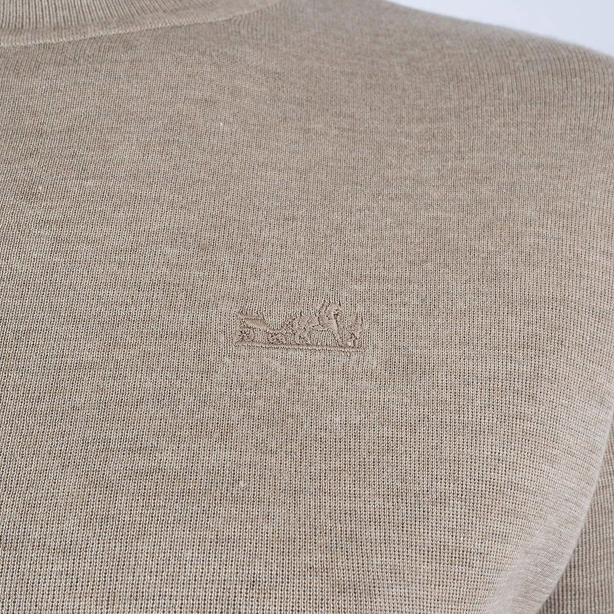 HERMES taupe cashmere & silk 2020 LOGO MOCK NECK Sweater 36 XS 2