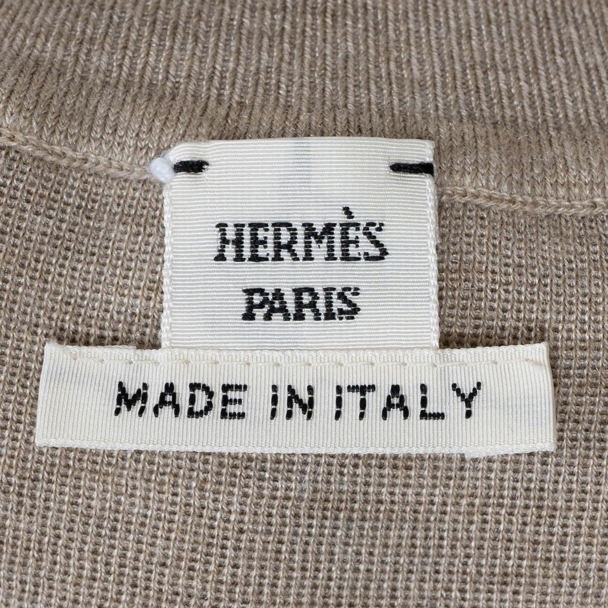 HERMES taupe cashmere & silk 2020 LOGO MOCK NECK Sweater 36 XS 3