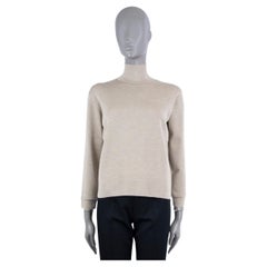 HERMES taupe cashmere & silk 2020 LOGO MOCK NECK Sweater 36 XS