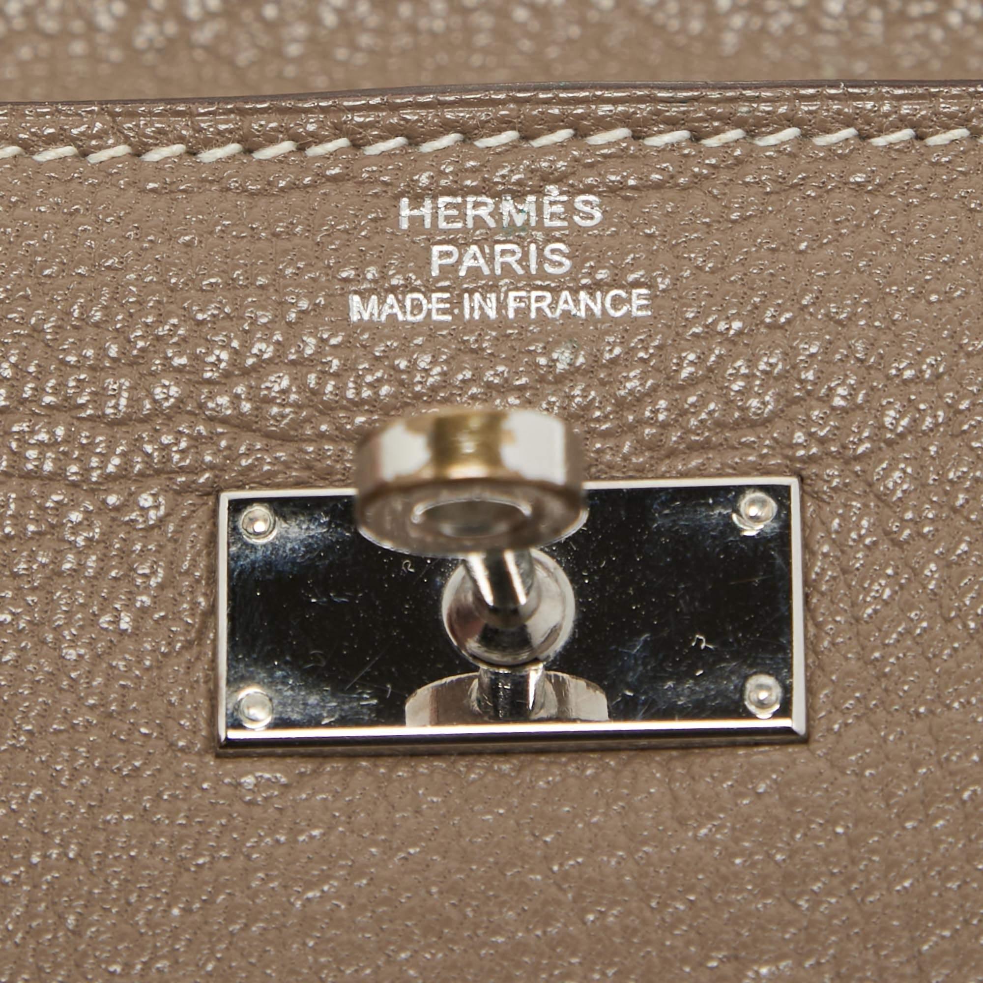 Hermes Taupe Chevre Leather Kelly Classic Wallet For Sale 4