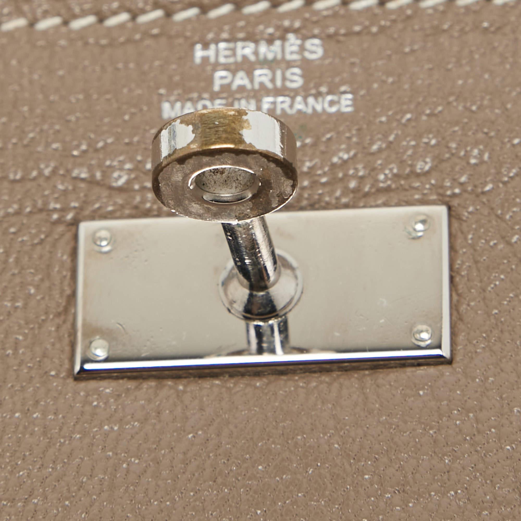 Hermes Taupe Chevre Leder Kelly Classic Geldbörse im Angebot 5