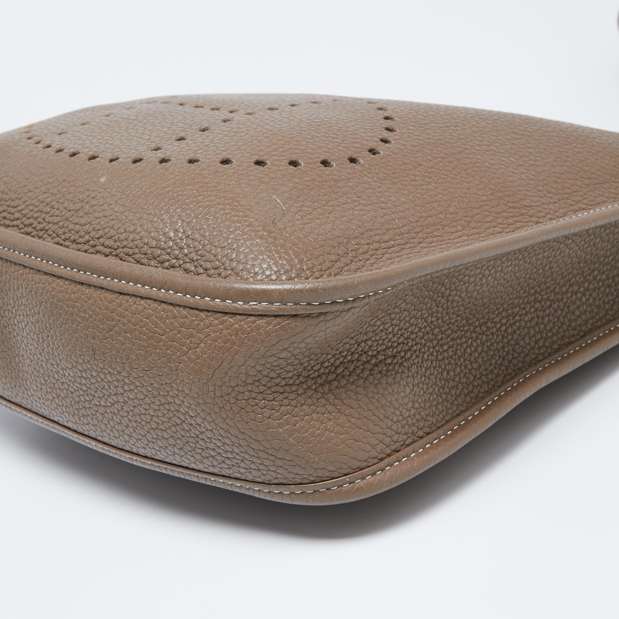 Hermes Taupe Clemence Leather Evelyne I PM Bag 3
