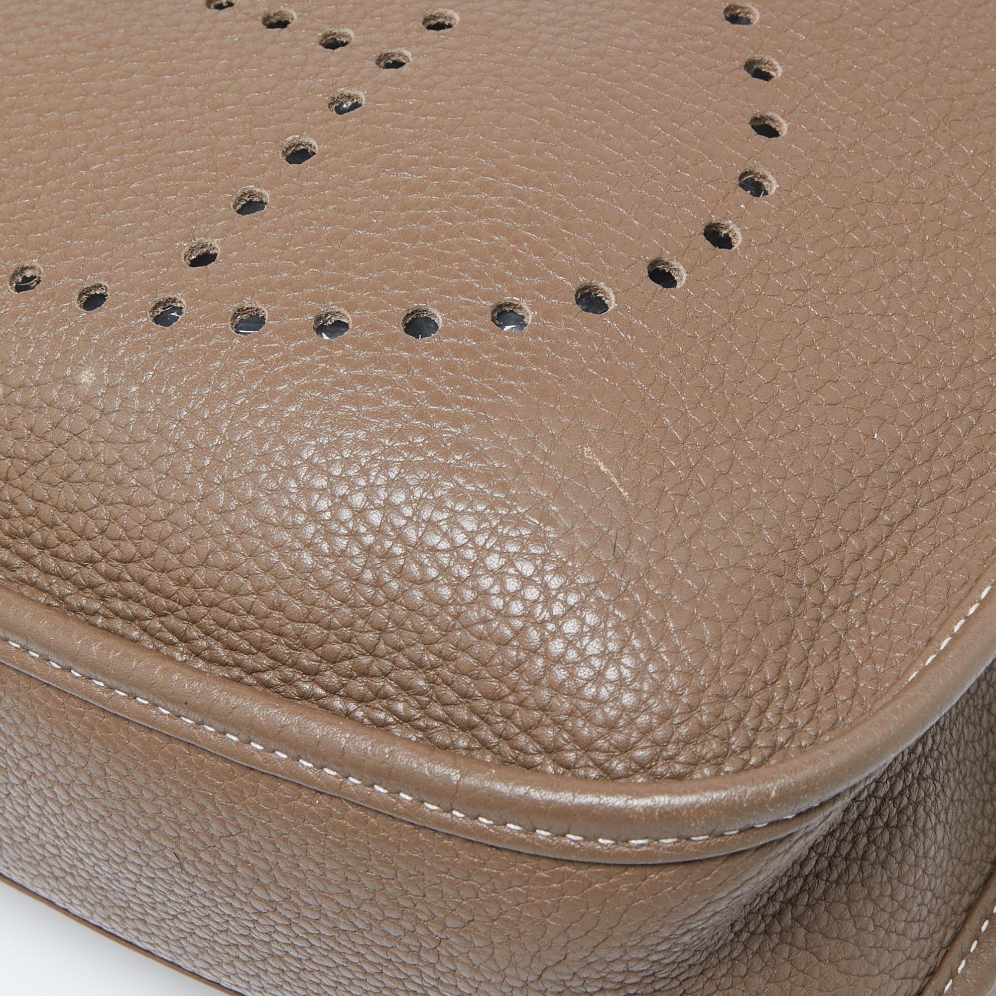 Hermes Taupe Clemence Leather Evelyne I PM Bag 5