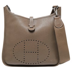 Hermes Taupe Clemence Leather Evelyne I PM Bag