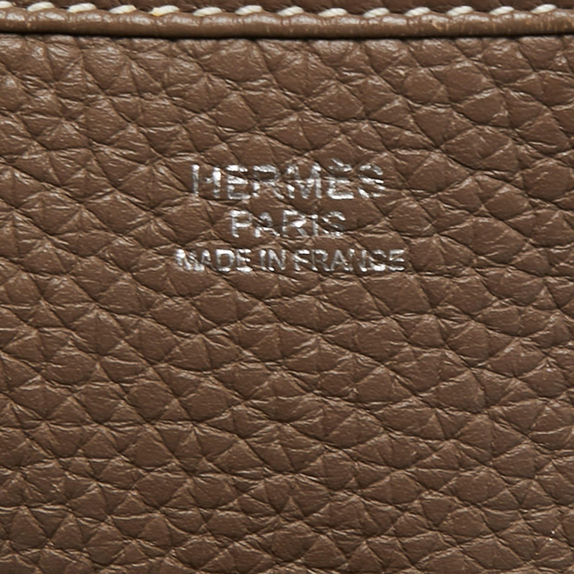 Hermes Taupe Clemence Leather Evelyne III GM Bag 9