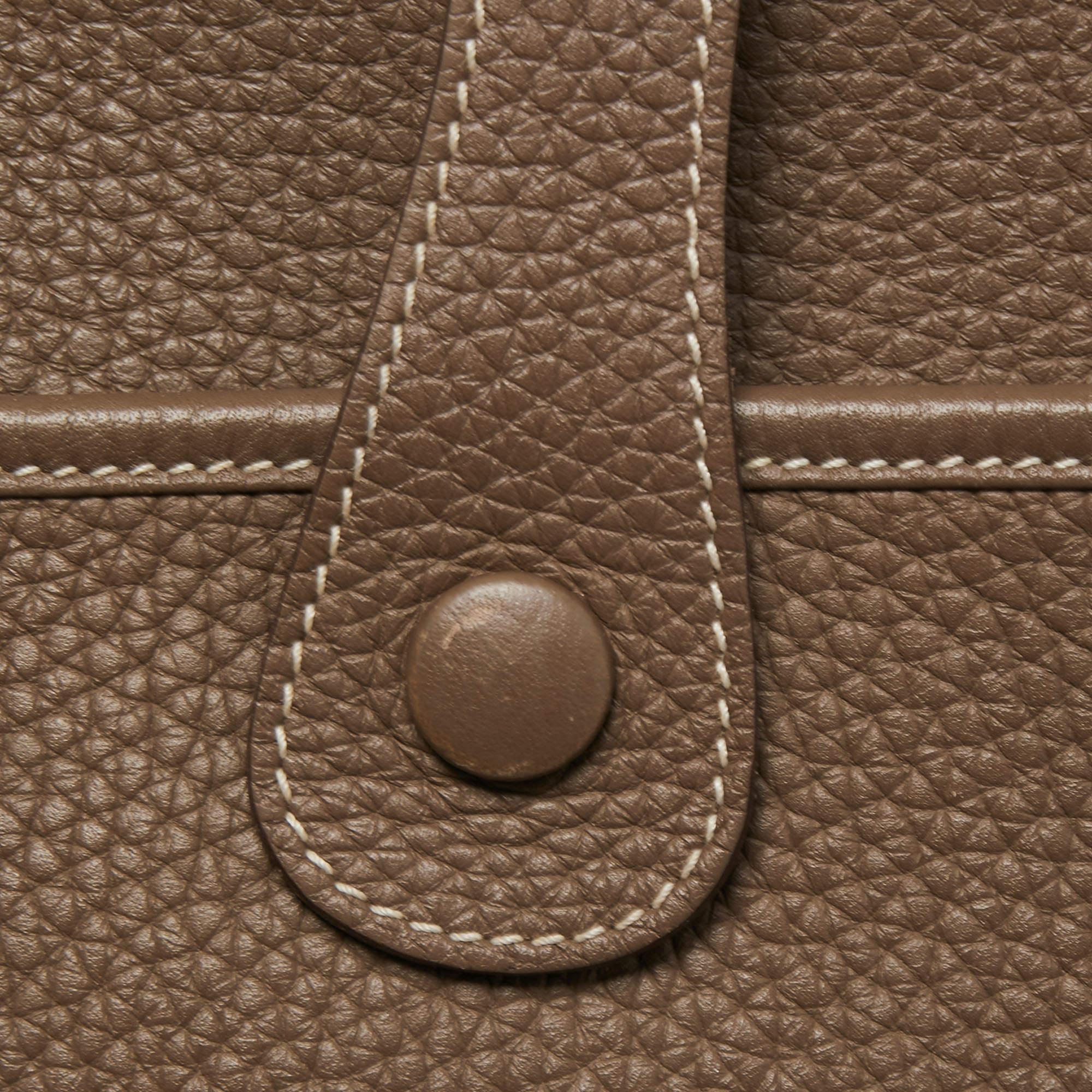 Hermes Taupe Clemence Leather Evelyne III GM Bag 3