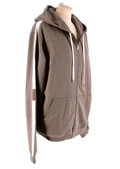 Hermes Taupe Cotton White Stripe Details Sweatpants & Hoodie - Size M/L