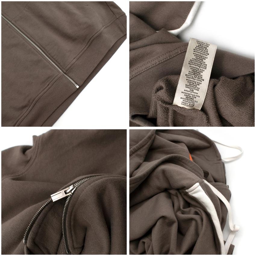 Hermes Taupe Cotton White Stripe Details Sweatpants & Hoodie - Size M/L 2