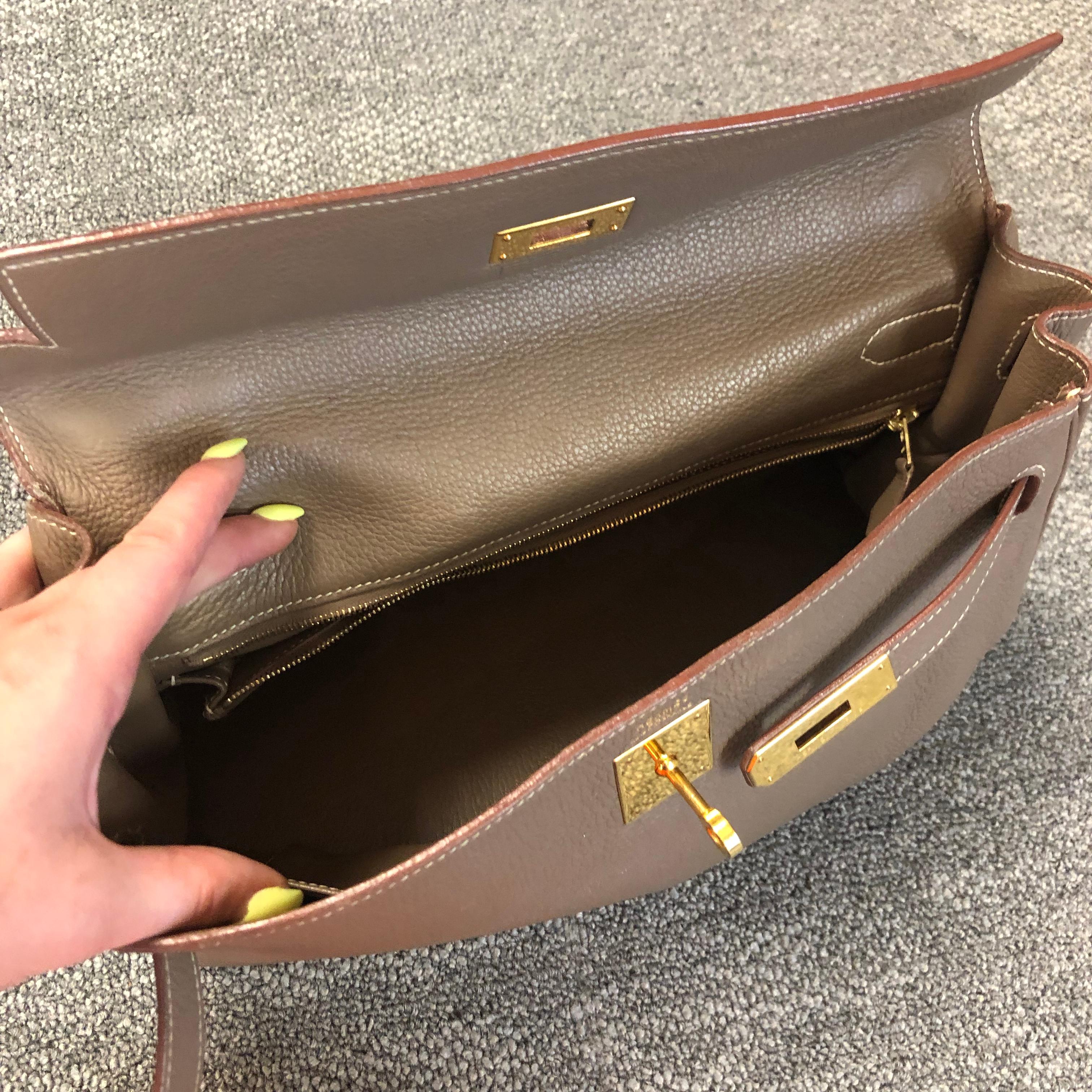 Hermès Taupe Epsom Leather Kelly Sellier 32 Bag Excellent Condition ...