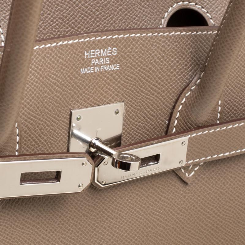 Hermes Taupe Epsom Leather Palladium Hardware Birkin 35 Bag 2