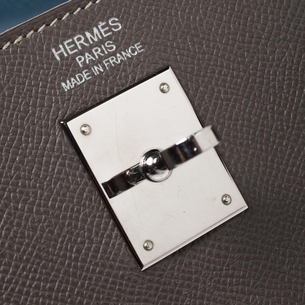 Hermes Taupe Epsom Leather Palladium Hardware Kelly Retourne 35 Bag 4