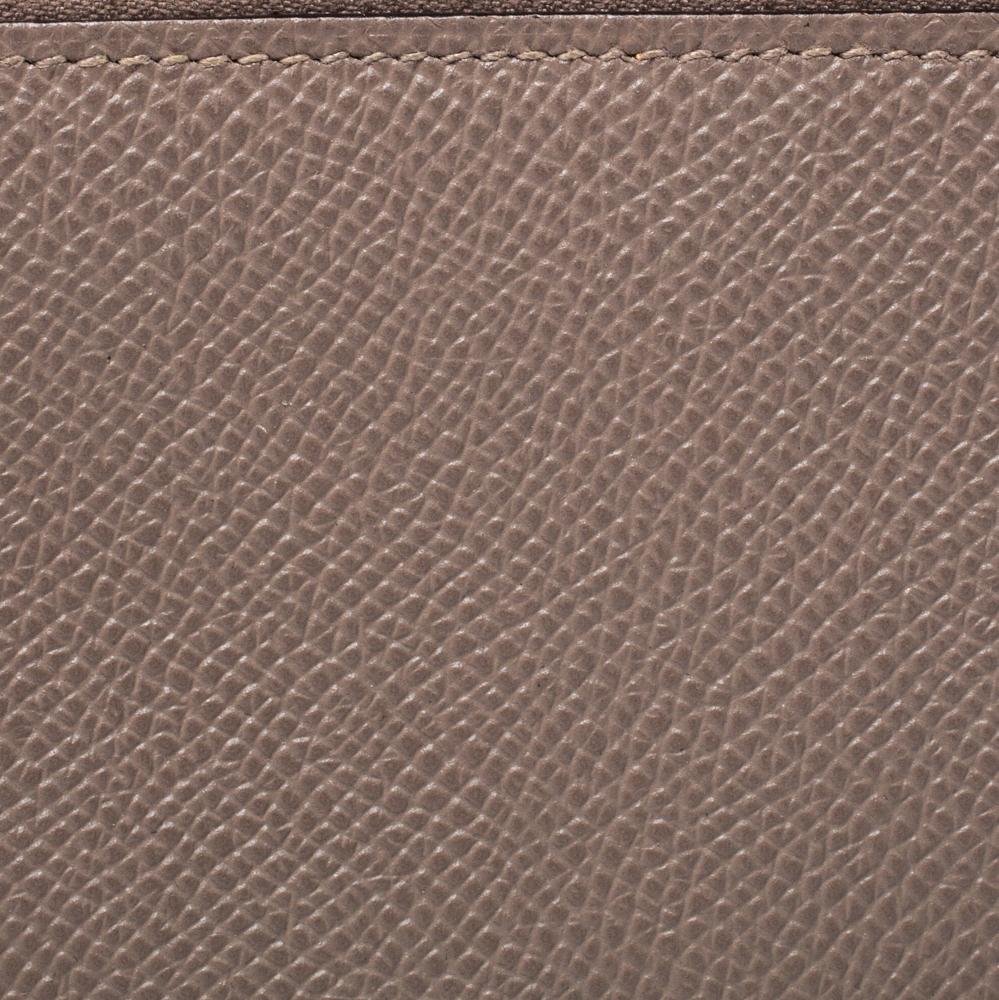 Hermes Taupe Epsom Leather Zip Around Compact Wallet 1