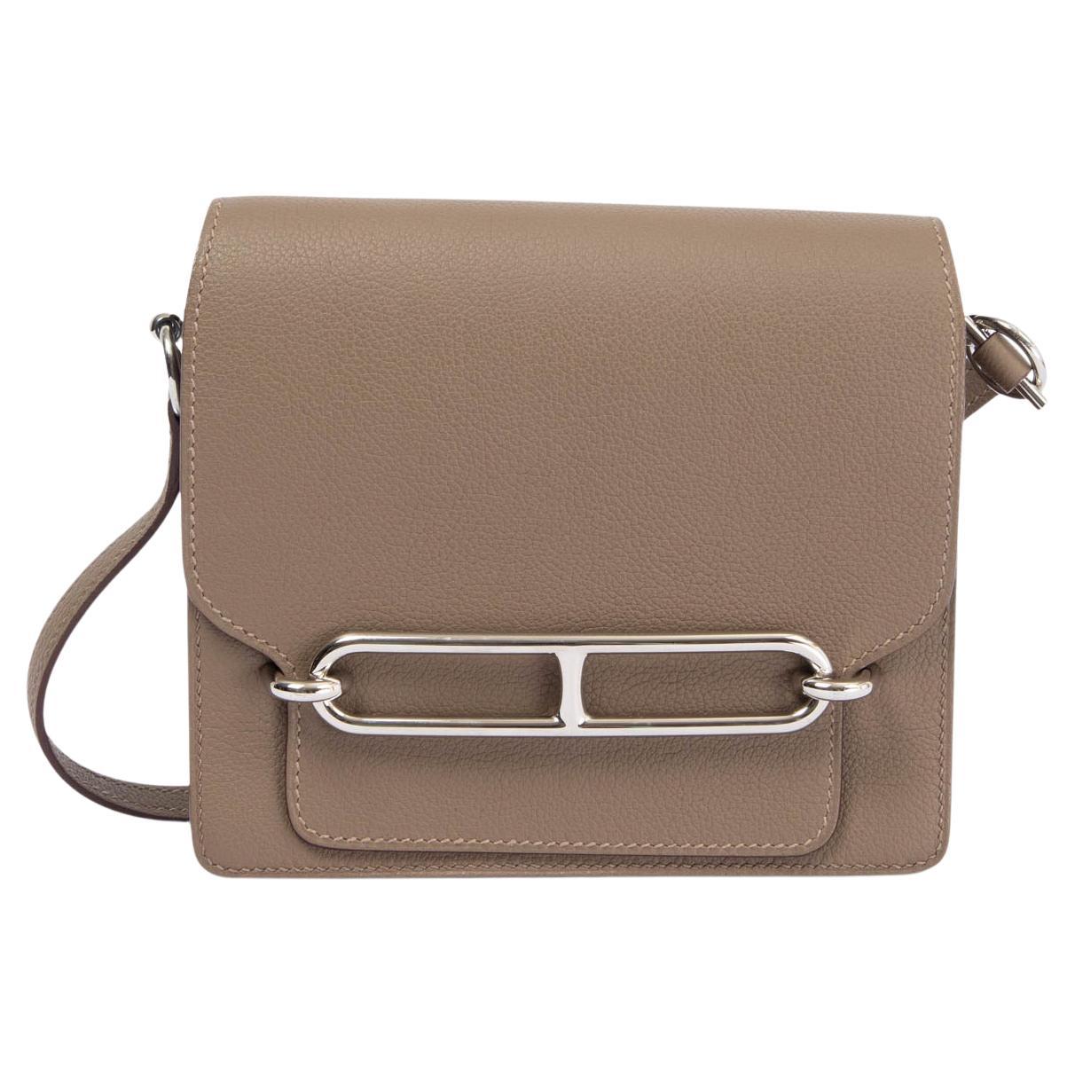 HERMES taupe Evercolor leather MINI ROULIS 18 Shoulder Bag Phw For Sale