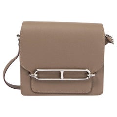 HERMES taupe Evercolor Leder MINI ROULIS 18 Umhängetasche Phw