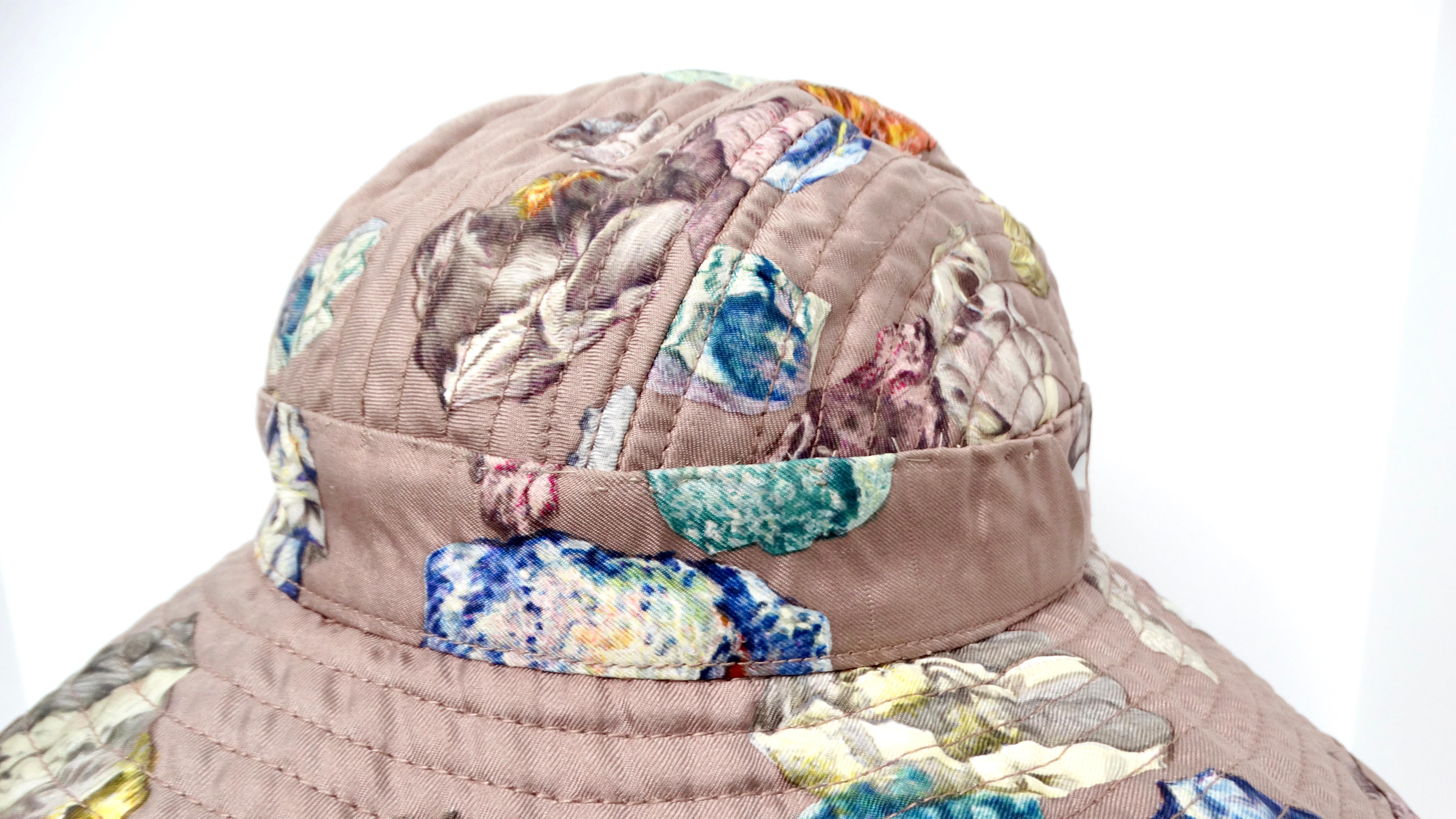 Brown Hermes Taupe Geo Rock & Crystal Print Silk Sun Hat For Sale